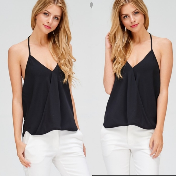 New BOHO Backless Draped Halter V Plunge Tank Top - Picture 5 of 8